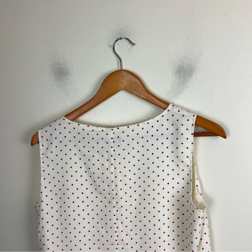 Talbots White Cream Red Polka Dot Peplum Blouse Business Casual Office Size 8‎ - Picture 5 of 10